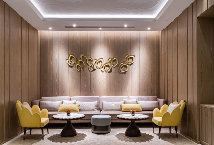 A waiting room in a spa