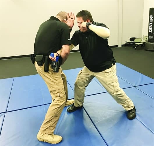You can control your weapon using a power lock cross grab technique. Photo: Dave Young