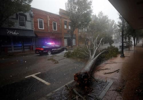 New Bern officers dealt with flooded and tree-blocked streets as they tried to help residents affected by the storm. Photo: New Bern (NC) PD