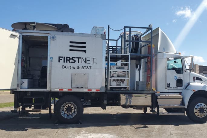One of FirstNet's deployable broadband backup vehicles that was sent to Calcasieu Parish, LA, in the wake of Hurricane Laura. (Photo: ATT/FirstNet[|CREDIT|]