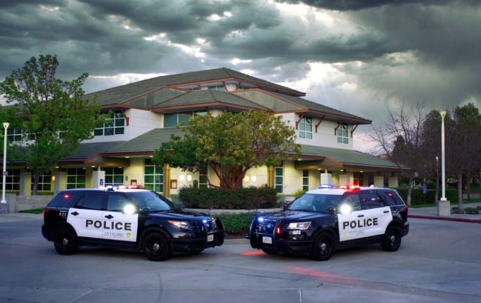 Livermore Police use Ford Explorers for patrol and have two hybrid Explorers on order that will be added to the market patrol unit. The department already has two unmarked hybrid units.[|CREDIT|]Photo: Livermore Police Department