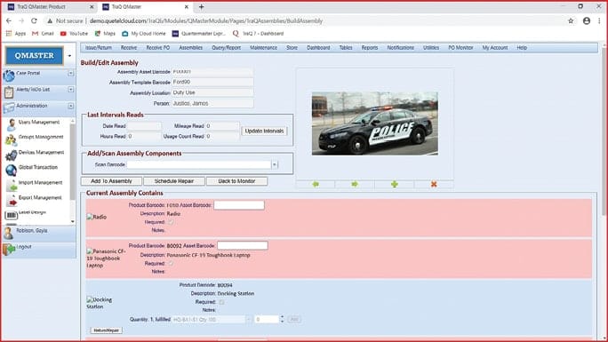 Omnigo’s QueTel Quartermaster software tracks the complete inventory of the agency’s equipment, including vehicles and all of the gear inside them. (Photo: Omnigo)[|CREDIT|]