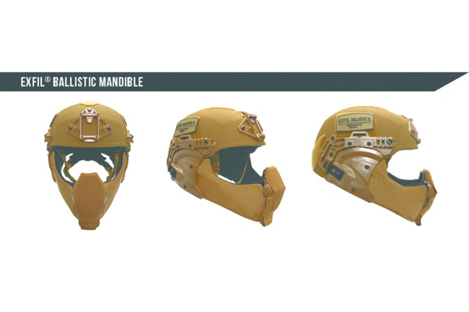 Team Wendy’s EXFIL Ballistic Mandible shields the wearer’s face and ears with a ballistic coverage area of a little more than 72 inches. (Photo: Team Wendy)[|CREDIT|]