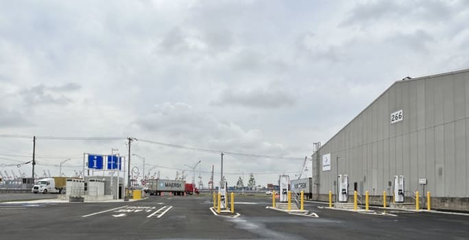 Port of Newark EV truck charging station. 