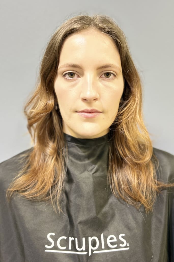 A woman with brown hair