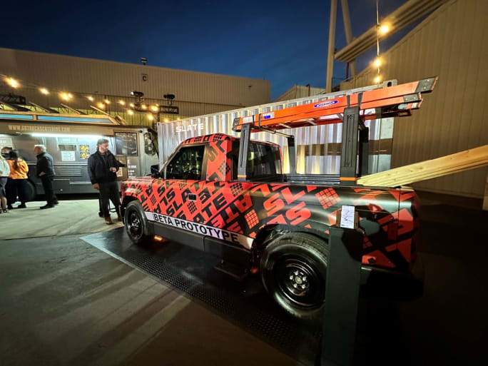 electric pickup at launch event
