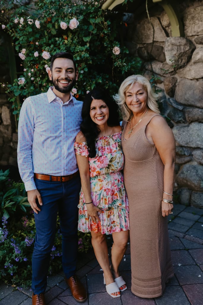 Nicole DeRosa is flanked by her managers Adam LaFrance and Sheri Homsey, creating a united front at Spa Nijoli.