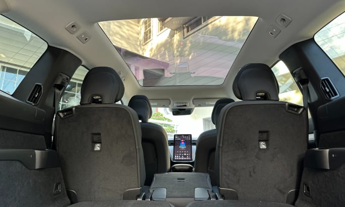 Back interior of Volvo EX90. 