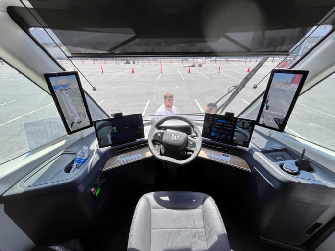 Cab interior of Windrose truck.