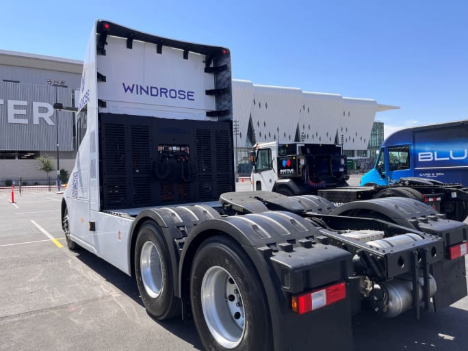 Rear view of a Windrose truck. 