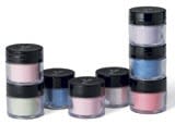 Young Nail’s Metallic Blue Acrylic, Clear Acrylic Powder, Mixer from Block Party, Metallic Pearl, Star Sand Glitter, Diamond Dust Glitter, Finish Gel, black acrylic paint