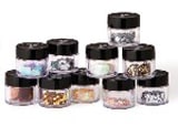 Young Nail’s Black Acrylic Powder, Neon Blue Acrylic Powder, White Acrylic Powder, Clear Acrylic Powder, Silver Polka Dot from the Confetti Collection, black and white acrylic paint