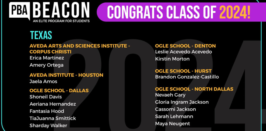The Professional Beauty Association Announces its Beacon Class of 2024