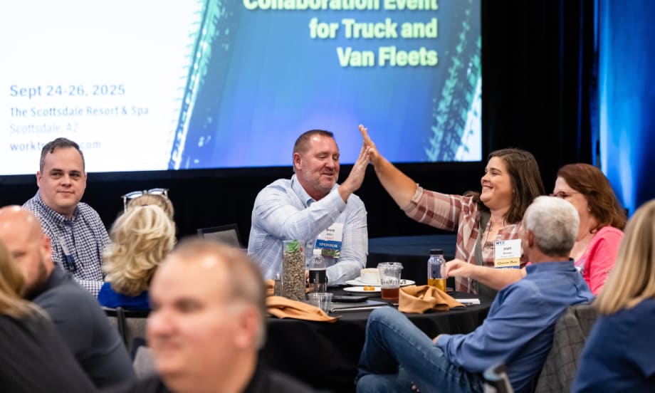 Fleet professionals participate in a Work Truck Exchange group activity during a collaborative networking session in Scottsdale, Arizona.