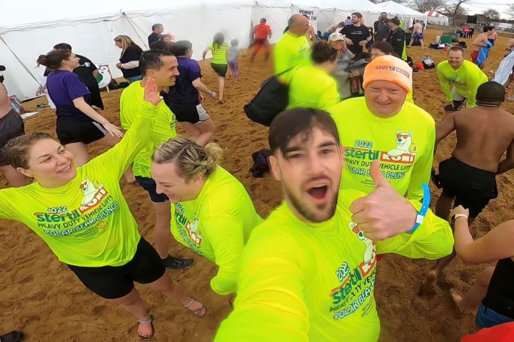 Lift Maker Employees Take Polar Bear Plunge in Maryland