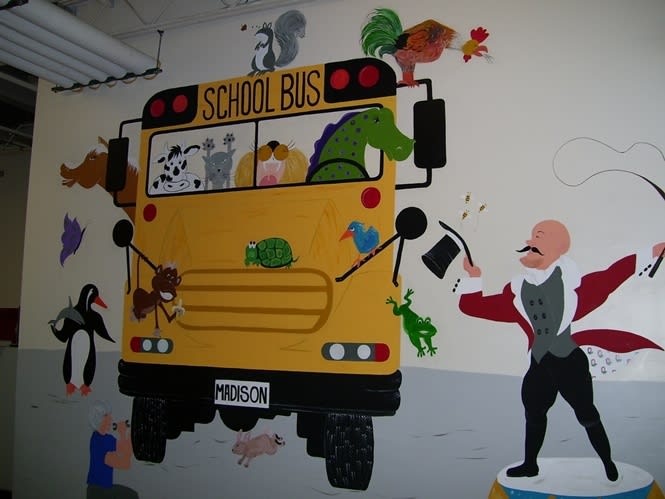 School bus driver livens up lounge with mural
