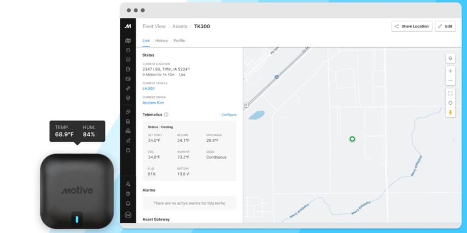 Motive’s Reefer Monitor with Environmental Sensor