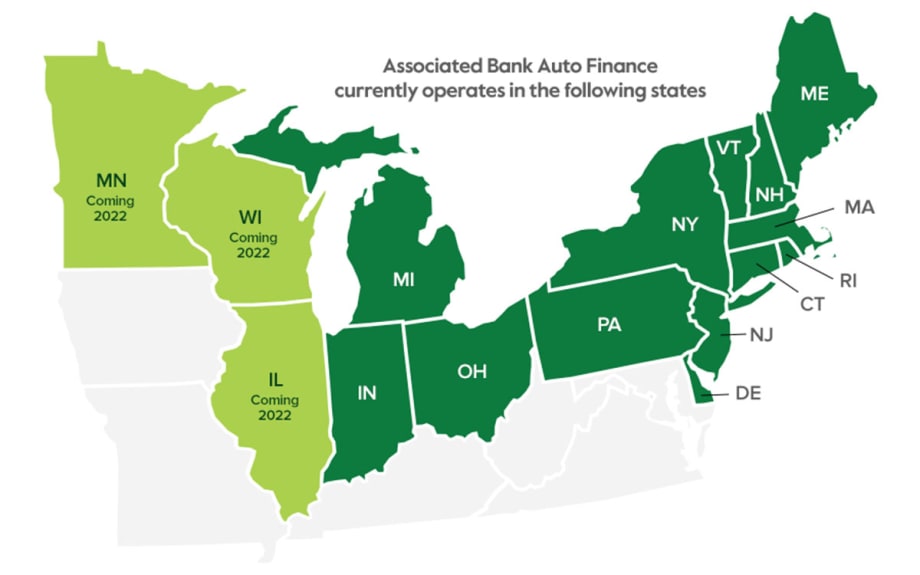 Associated Bank Auto Finance Launches Indirect Auto Lending Service in 16 States