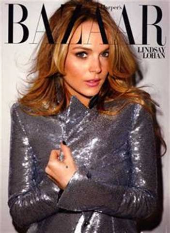 Lindsay Lohan Wears Dark Polish on Cover of Bazaar