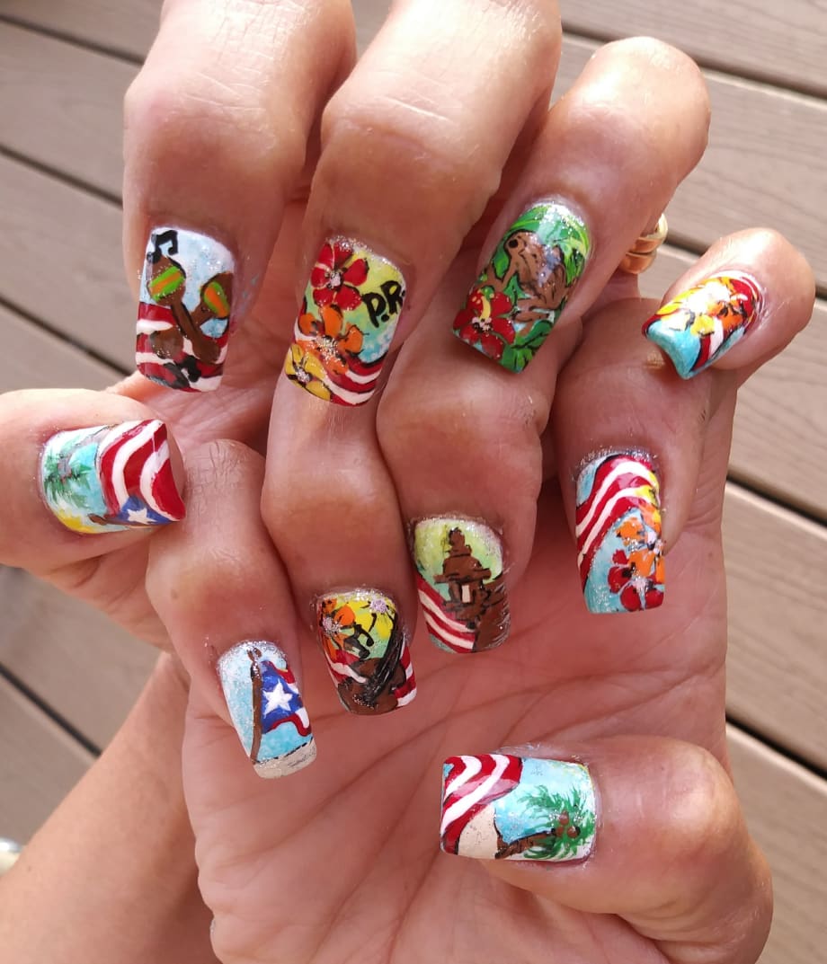 Day 85: Puerto Rican Pride Nail Art