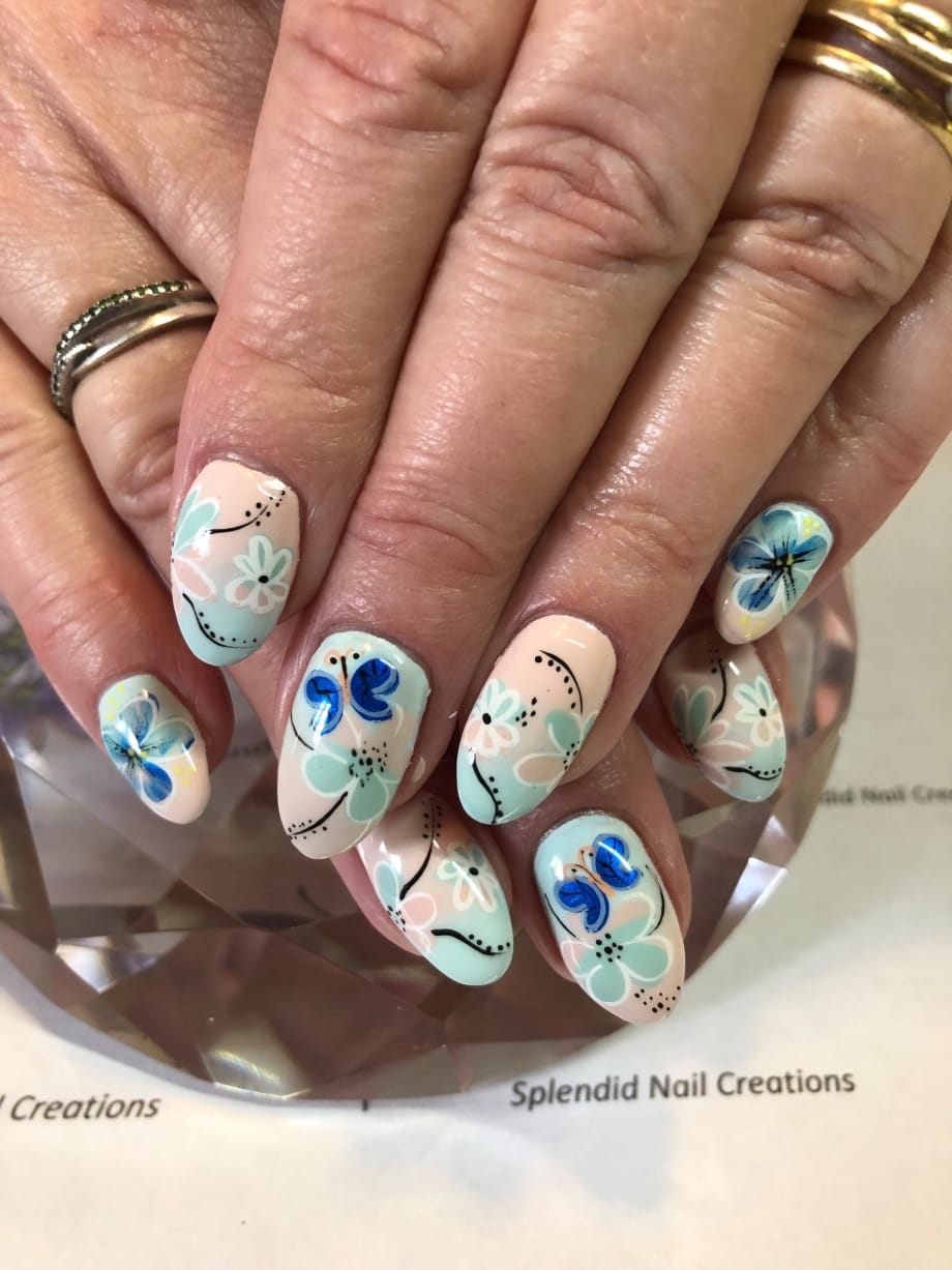 Day 123: Spring Flower and Butterfly Nail Art