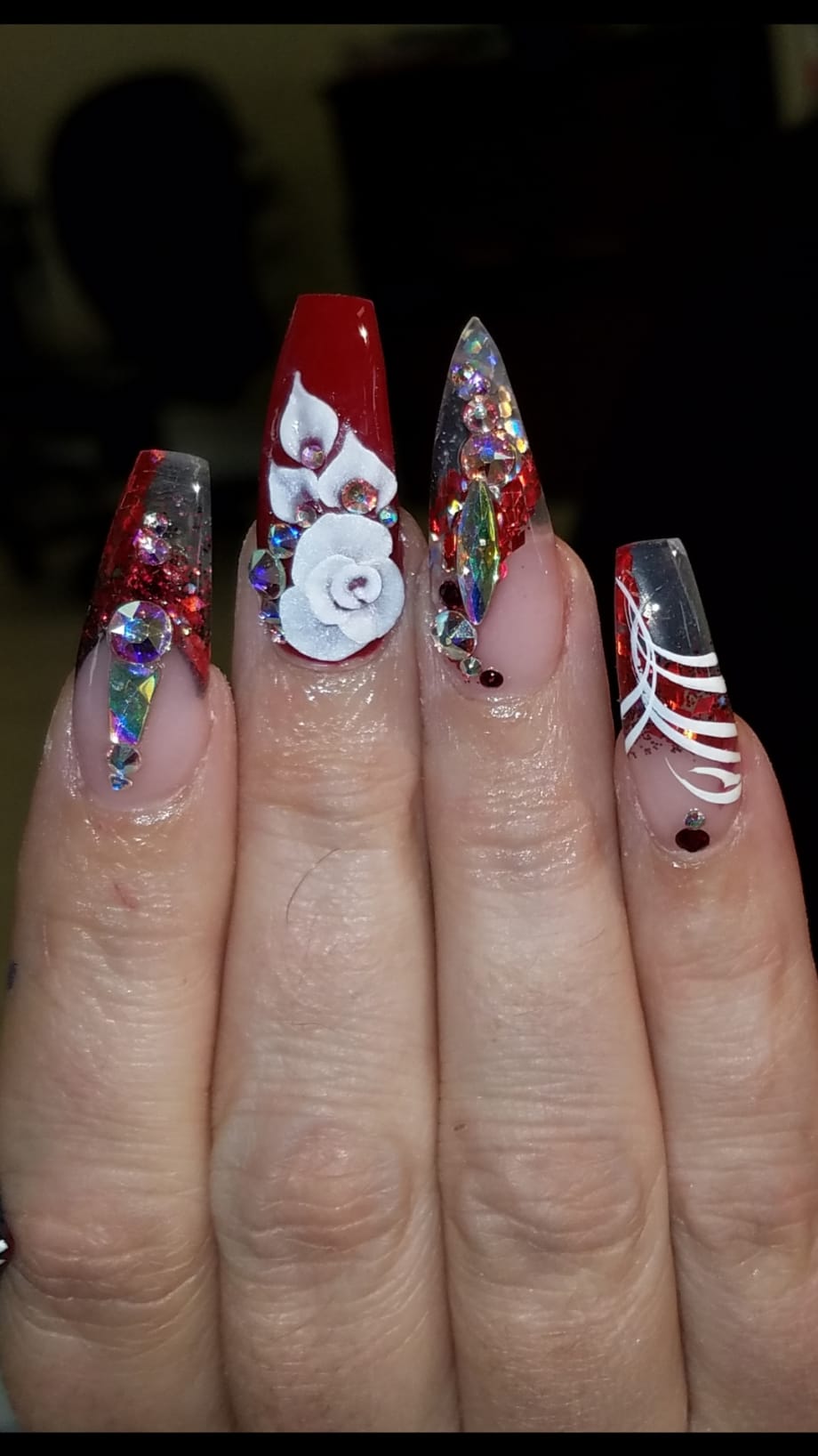 Day 14: 3-D Rose and Embellishment Nail Art