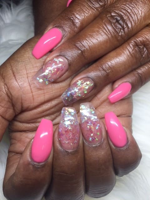 Day 146: Pink and Glass Nail Art
