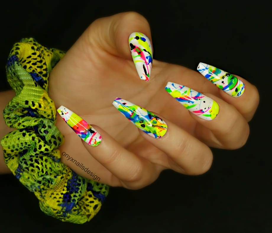 Day 148: Smoke and Neon Splash Nail Art