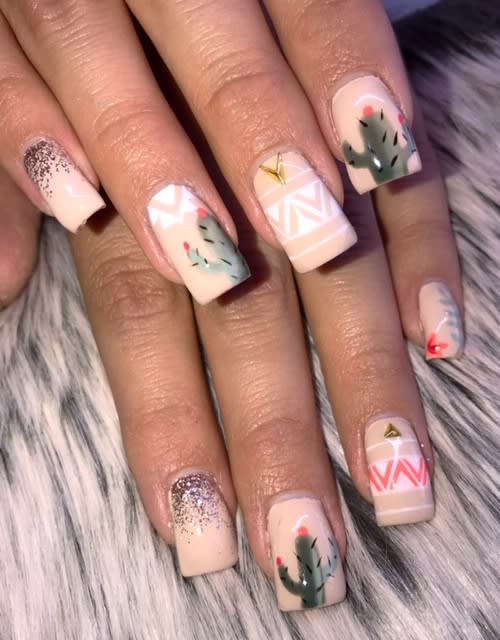 Day 156: Desert Cactus Nail Art