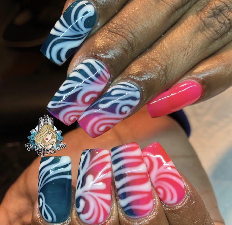 Day 15: Sheer Swirl Nail Art