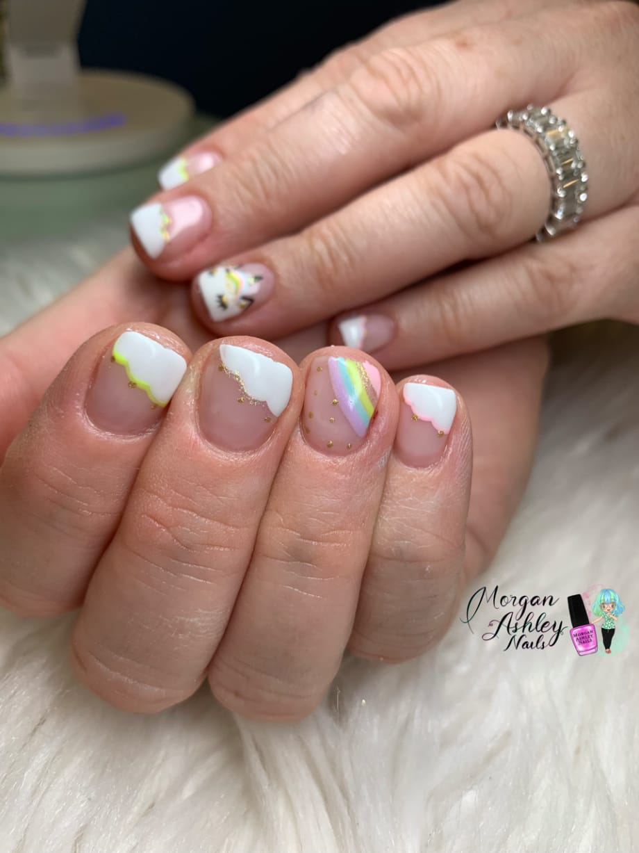 Day 171: Cloudy Rainbow and Abstract Nail Art