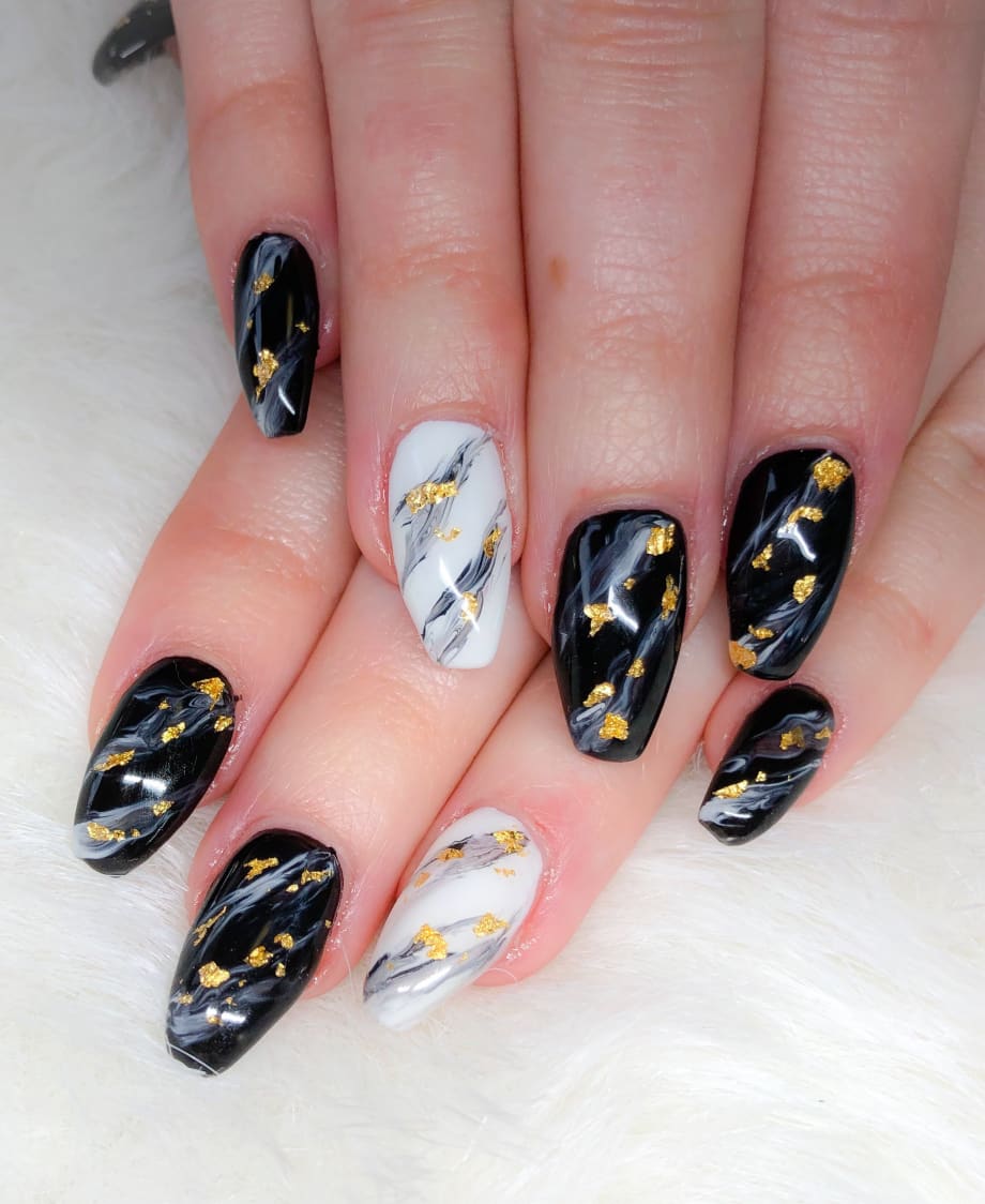 Day 25: Marble, Foil, and Glitter Nail Art
