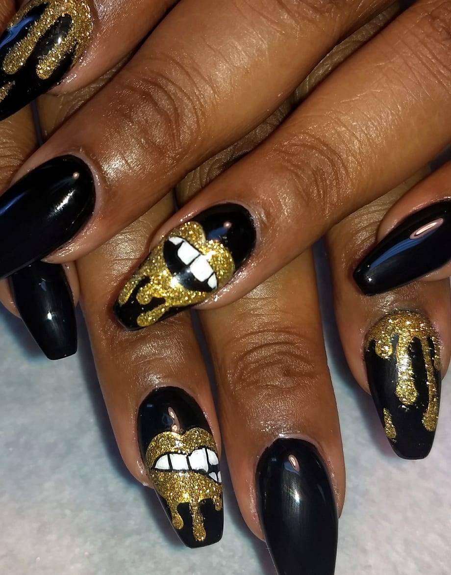 Day 27: Rock and Roll Gold Nail Art