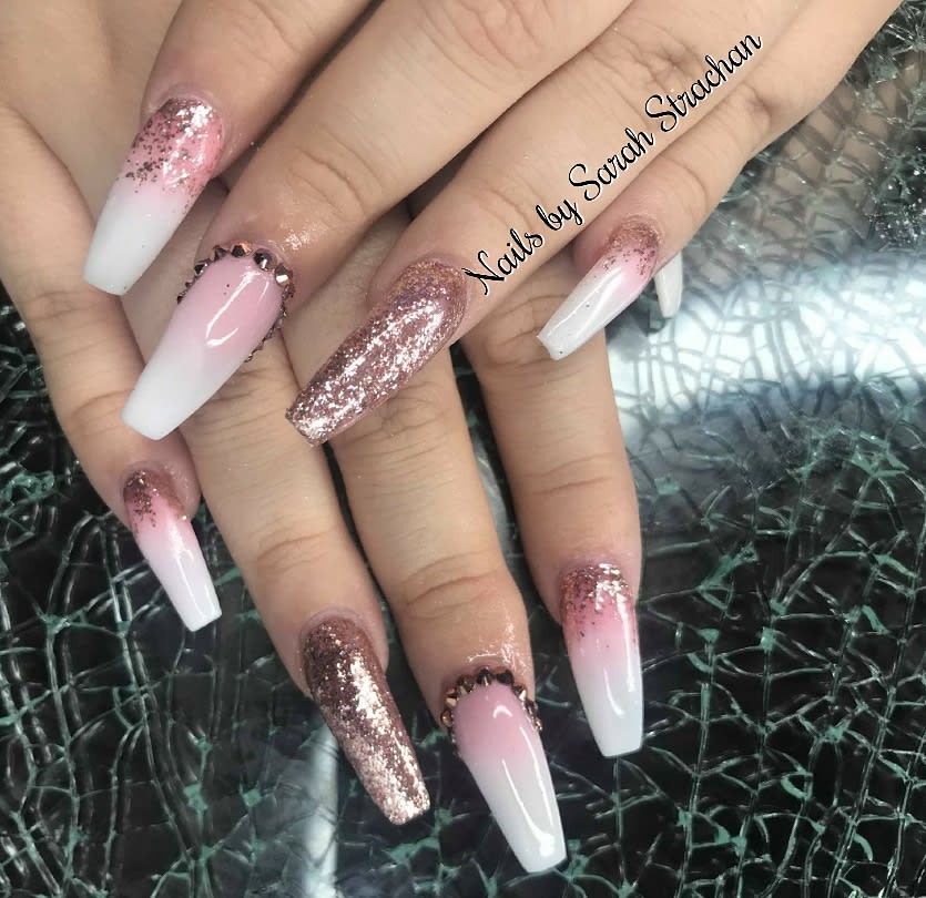 Day 28: Baby Boomer and Glitter Nail Art