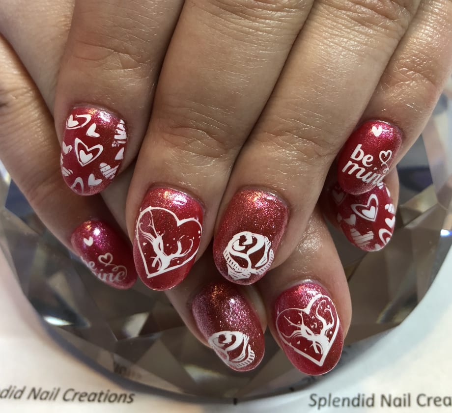 Day 32: Red Hearts Nail Art