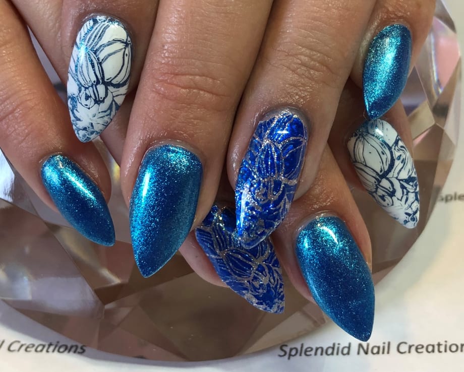 Day 57: Blue Flower Nail Art