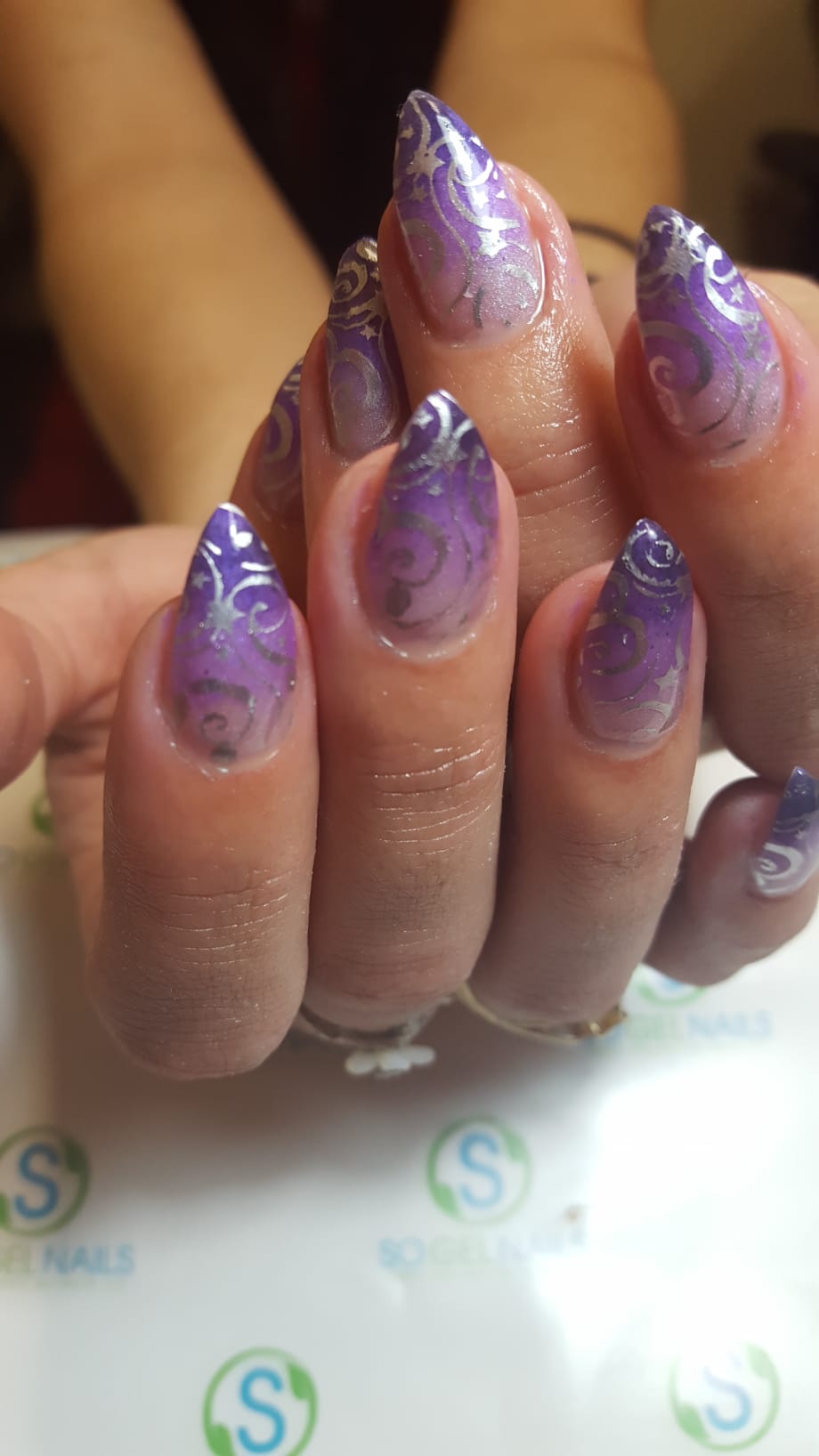 Day 59: Silver Swirl and Heart Nail Art