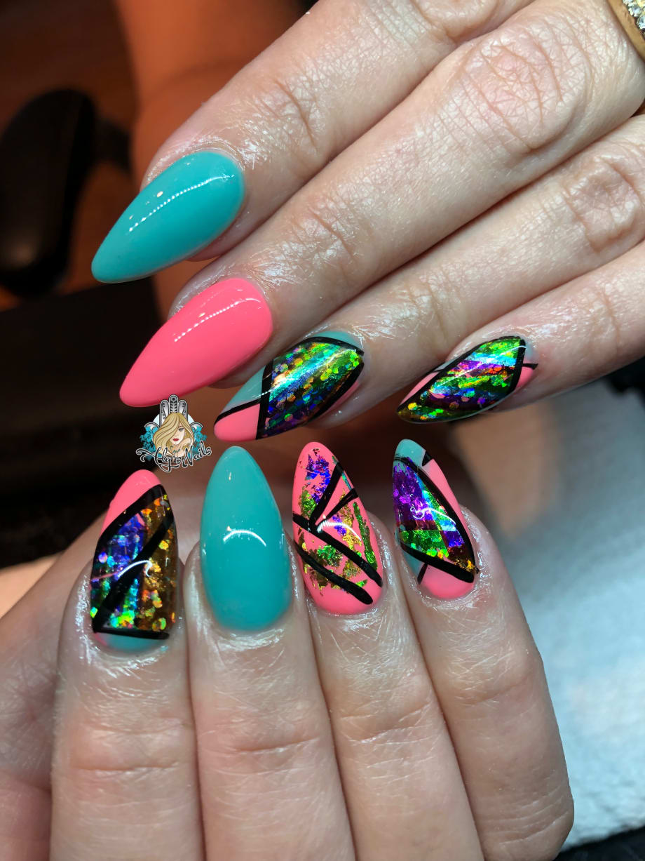 Day 203: Bright Abstract and Glow Nail Art