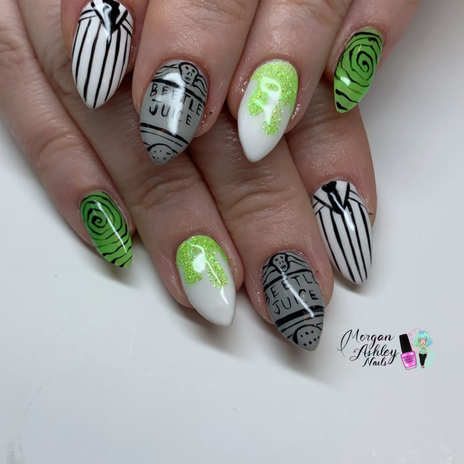 Day 304: Beetlejuice and Nightmare Nail Art