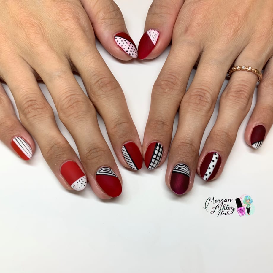 Day 326: Shades of Red Nail Art