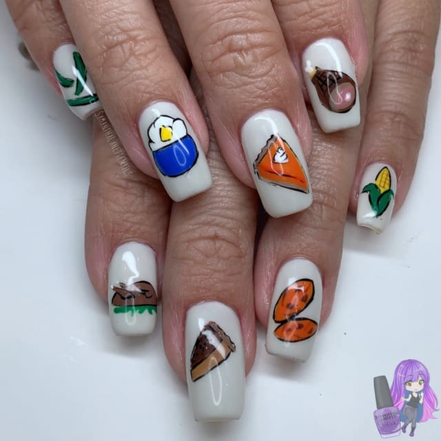 Day 332: Thanksgiving Meal Nail Art