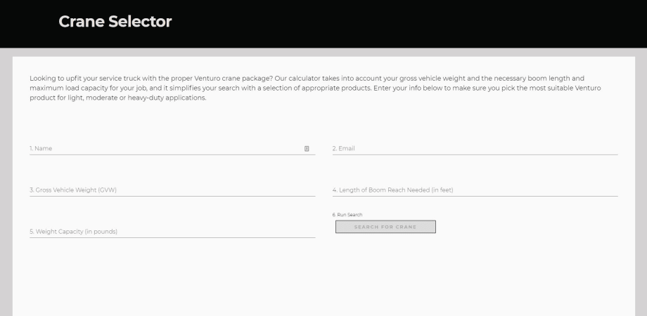 Venturo Introduces Crane Selector Web Tool