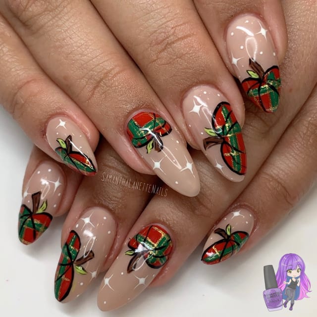 Day 358: Pumpkin Plaid Nail Art