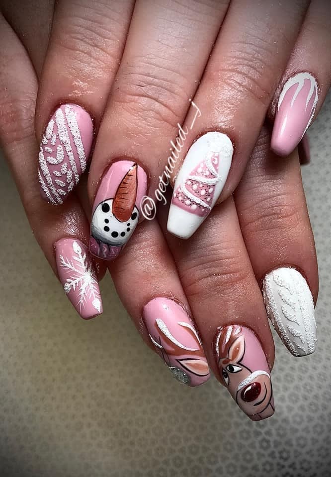 Day 359: Pink Christmas Nail Art