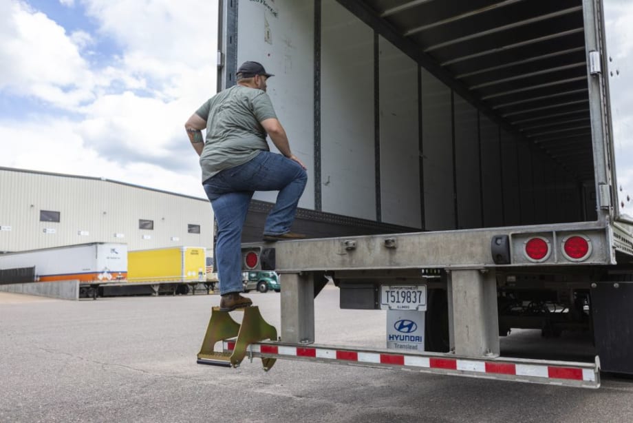 Folding Rear-Entry Step for Improved Trailer Access