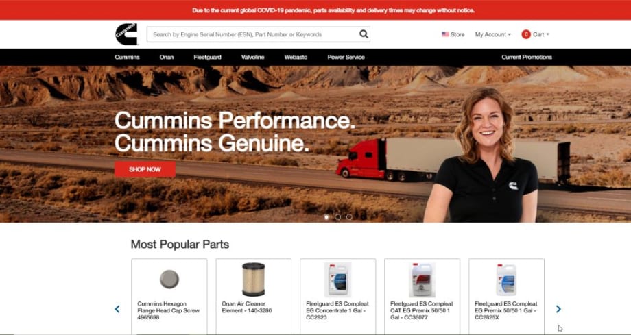 Cummins Launches Online Store for Genuine Parts & Products