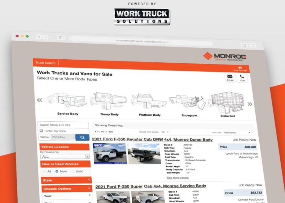 Monroe Truck Equipment Partners on Inventory Search Tools