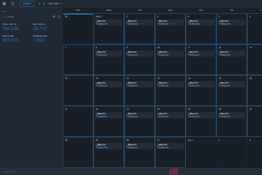 Optibus Launches New Calendar Feature