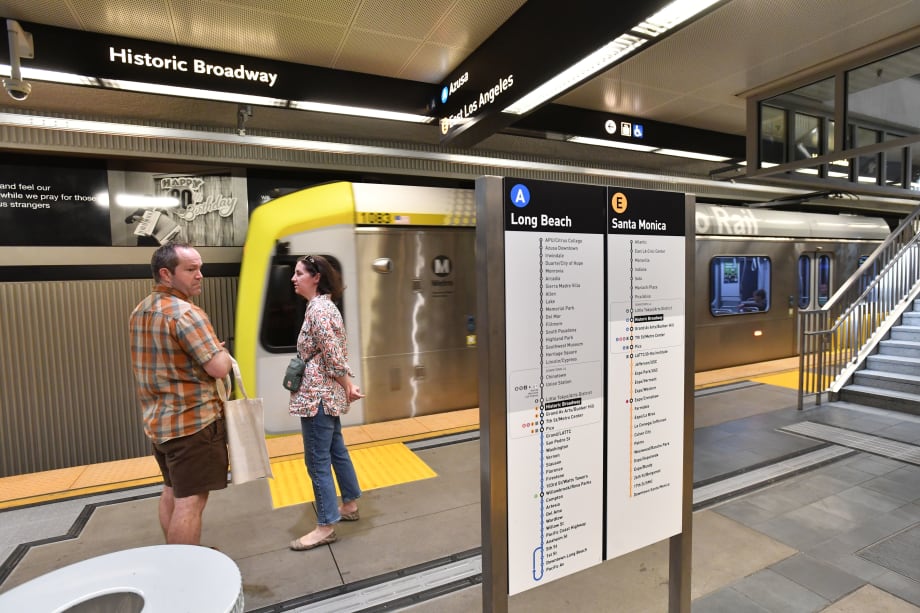 LA Metro underground station with vehicle