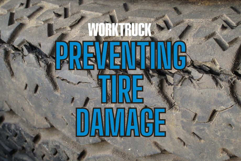 Cracked tire behind text that says Preventing Tire Damage